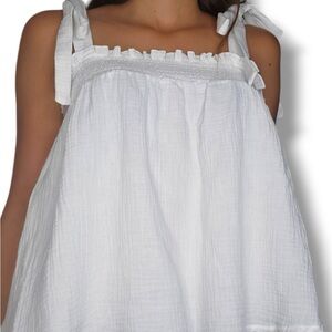 cupcakes & cashmere White Tie-Shoulder Cotton Tank Top